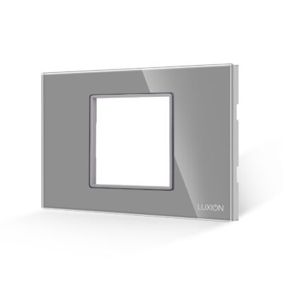 Cornice in Vetro Temperato con Supporto 2/3 Moduli LUXION, Standard Italiano colore griggio