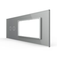 Pannello interruttore doppio con 2 prese LIVOLO in vetro, standard italiano – 6/7M colore griggio