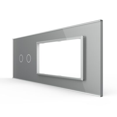 Pannello interruttore doppio con 2 prese LIVOLO in vetro, standard italiano – 6/7M colore griggio