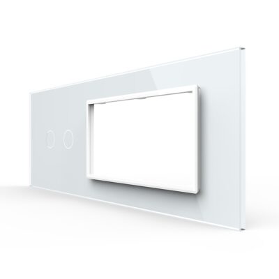 Pannello interruttore doppio con 2 prese LIVOLO in vetro, standard italiano – 6/7M