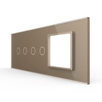 Pannello interruttore doppio + doppio con presa LIVOLO in vetro, standard italiano – 6/7M colore dorato