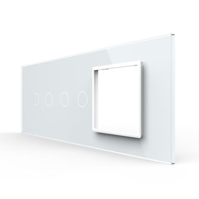 Pannello interruttore doppio + doppio con presa LIVOLO in vetro, standard italiano – 6/7M