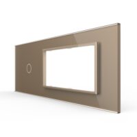 Pannello interruttore singolo con 2 prese LIVOLO in vetro, standard italiano – 6/7M colore dorato