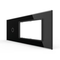 Pannello interruttore singolo con 2 prese LIVOLO in vetro, standard italiano – 6/7M colore nero