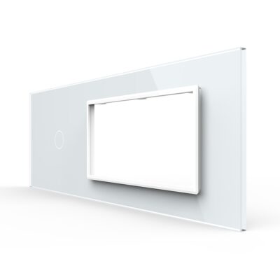 Pannello interruttore singolo con 2 prese LIVOLO in vetro, standard italiano – 6/7M