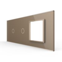 Pannello interruttore singolo + singolo con presa LIVOLO in vetro, standard italiano – 6/7M colore dorato