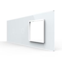 Pannello interruttore singolo + singolo con presa LIVOLO in vetro, standard italiano – 6/7M