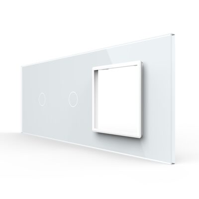 Pannello interruttore singolo + singolo con presa LIVOLO in vetro, standard italiano – 6/7M
