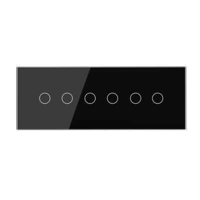 Pannello interruttore doppio + doppio + doppio touch LIVOLO in vetro, standard italiano – 6/7M colore nero