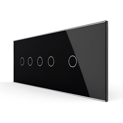 Pannello interruttore doppio + doppio + singolo touch LIVOLO in vetro, standard italiano – 6/7M colore nero