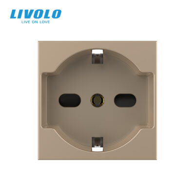 Presa Semplice Italiana (2P+T) Livolo senza Cornice in Vetro colore dorato