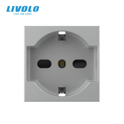 Presa Semplice Italiana (2P+T) Livolo senza Cornice in Vetro colore griggio