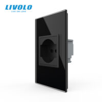 Presa Semplice Italiana (2P+T) Livolo con cornice in vetro 2M colore nero