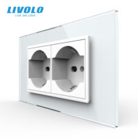 Presa doppia 2P+T Livolo con cornice in vetro 4M, standard italiano, nuova serie