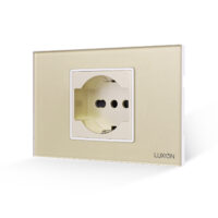 Presa Schuko italiana (2P+T) 16A /2M con Cornice in Vetro 2/3 Moduli LUXION colore dorato