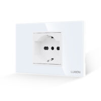 Presa Schuko italiana (2P+T) 16A /2M con Cornice in Vetro 2/3 Moduli LUXION