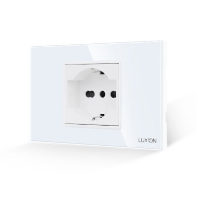 Presa Schuko italiana (2P+T) 16A /2M con Cornice in Vetro 2/3 Moduli LUXION