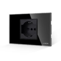 Presa Schuko italiana (2P+T) 16A /2M con Cornice in Vetro 2/3 Moduli LUXION colore nero