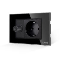 Interruttore per Ventilatore + Presa LUXION con Cornice in Vetro, Standard Italiano, 3M colore nero