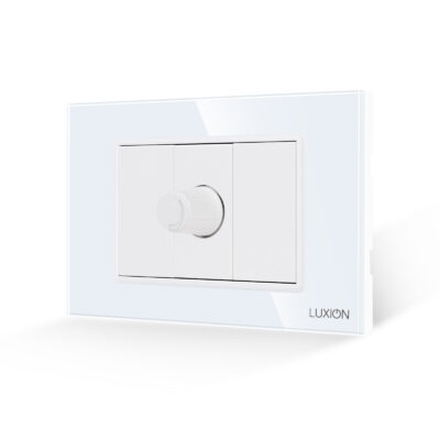 Dimmer Meccanico 1M e 2 Tasti Finti LUXION con Cornice in Vetro, Standard Italiano, 3M