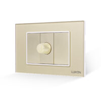 Dimmer Meccanico 1M e 2 Tasti Finti LUXION con Cornice in Vetro, Standard Italiano, 3M colore dorato