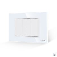 Interruttore Tapparelle Meccanico 1M e 2 Tasti Finti LUXION con Cornice in Vetro, Standard Italiano, 3M