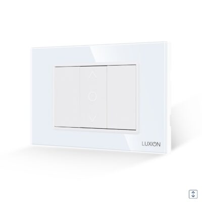 Interruttore Tapparelle Meccanico 1M e 2 Tasti Finti LUXION con Cornice in Vetro, Standard Italiano, 3M