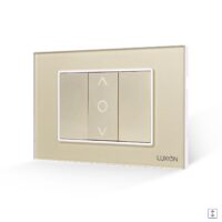 Interruttore Tapparelle Meccanico 1M e 2 Tasti Finti LUXION con Cornice in Vetro, Standard Italiano, 3M colore dorato