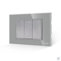 Interruttore Tapparelle Meccanico 1M e 2 Tasti Finti LUXION con Cornice in Vetro, Standard Italiano, 3M colore griggio