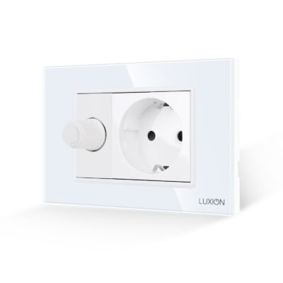 Dimmer Meccanico + Presa LUXION con Cornice in Vetro, Standard Italiano, 3M