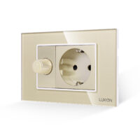 Dimmer Meccanico + Presa LUXION con Cornice in Vetro, Standard Italiano, 3M colore dorato