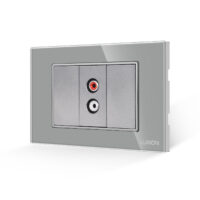 Presa Audio 1 Modulo + 2 Tasti Falsi LUXION con Placca in Vetro, Standard Italiano, 3 Moduli colore griggio