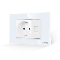 Presa Schuko + Presa Internet con Cornice in Vetro LUXION, Standard Italiano, 3M