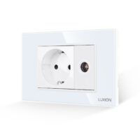 Presa Schuko + Presa TV con Cornice in Vetro LUXION, Standard Italiano, 3M