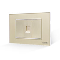 Presa Telefono 1M + 2 Tasti Finti LUXION con Cornice in Vetro, Standard Italiano, 3M colore dorato