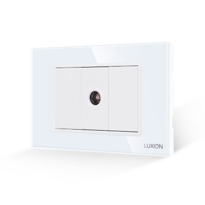 Presa TV 1M + 2 Tasti Finti LUXION con Cornice in Vetro, Standard Italiano, 3M