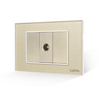 Presa TV 1M + 2 Tasti Finti LUXION con Cornice in Vetro, Standard Italiano, 3M colore dorato