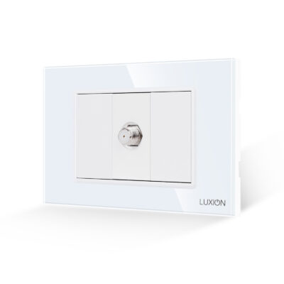 Presa TV-SAT 1M + 2 Tasti Finti LUXION con Cornice in Vetro, Standard Italiano, 3M