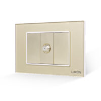 Presa TV-SAT 1M + 2 Tasti Finti LUXION con Cornice in Vetro, Standard Italiano, 3M colore dorato