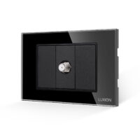 Presa TV-SAT 1M + 2 Tasti Finti LUXION con Cornice in Vetro, Standard Italiano, 3M colore nero