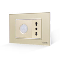 Sensore di Movimento 2M e Presa Stretta LUXION con Cornice in Vetro, Standard Italiano, 3M colore dorato