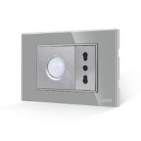Sensore di Movimento 2M e Presa Stretta LUXION con Cornice in Vetro, Standard Italiano, 3M colore griggio