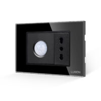 Sensore di Movimento 2M e Presa Stretta LUXION con Cornice in Vetro, Standard Italiano, 3M colore nero