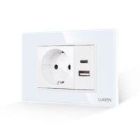 Presa Schuko con USB A+C con placca in vetro LUXION, standard italiano, 3M