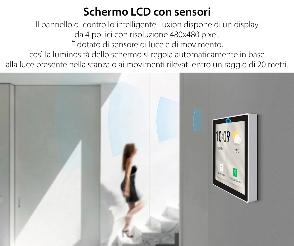 Pannello di Controllo Intelligente LUXION All-in-One con Integrazione Campanello, Controllo Luci, Climatizzazione e Tende